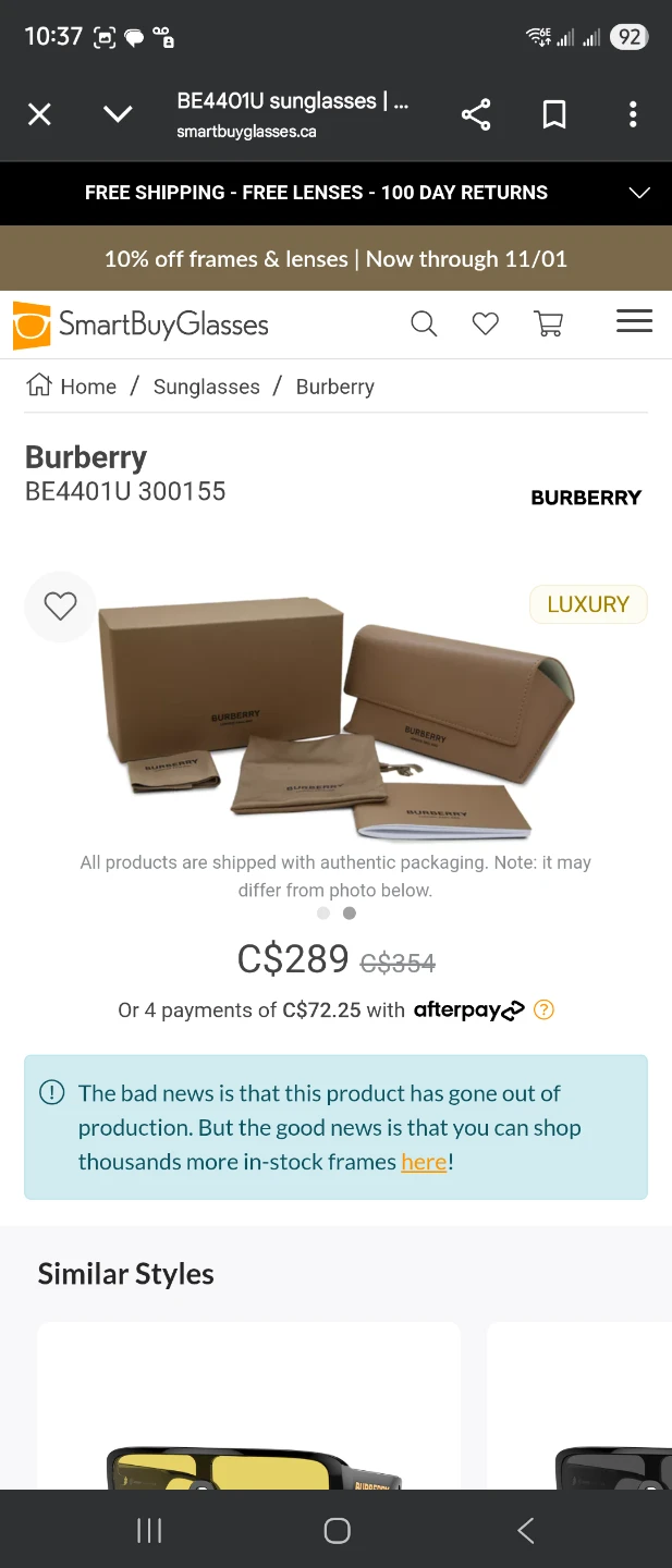 Burberry BE4401U Sunglasses - Black/Blue - photo 2