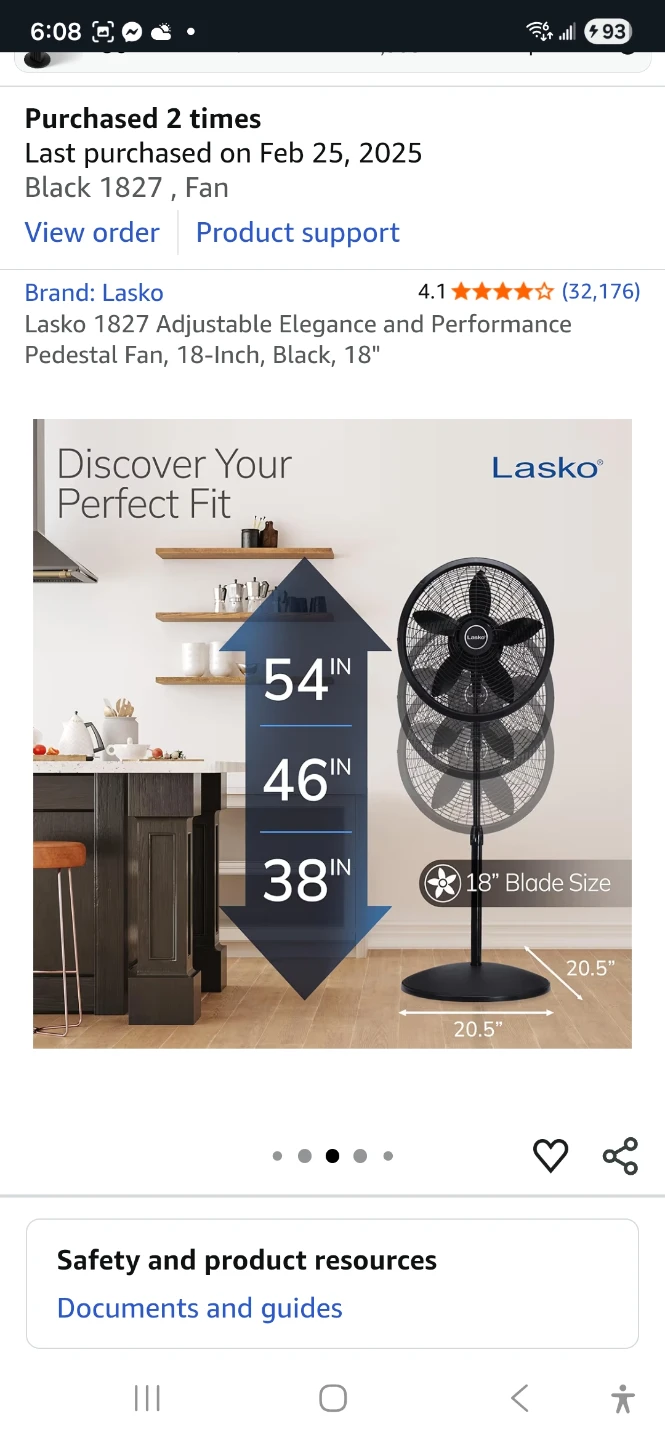 Lasko  Pedestal Fan - Black