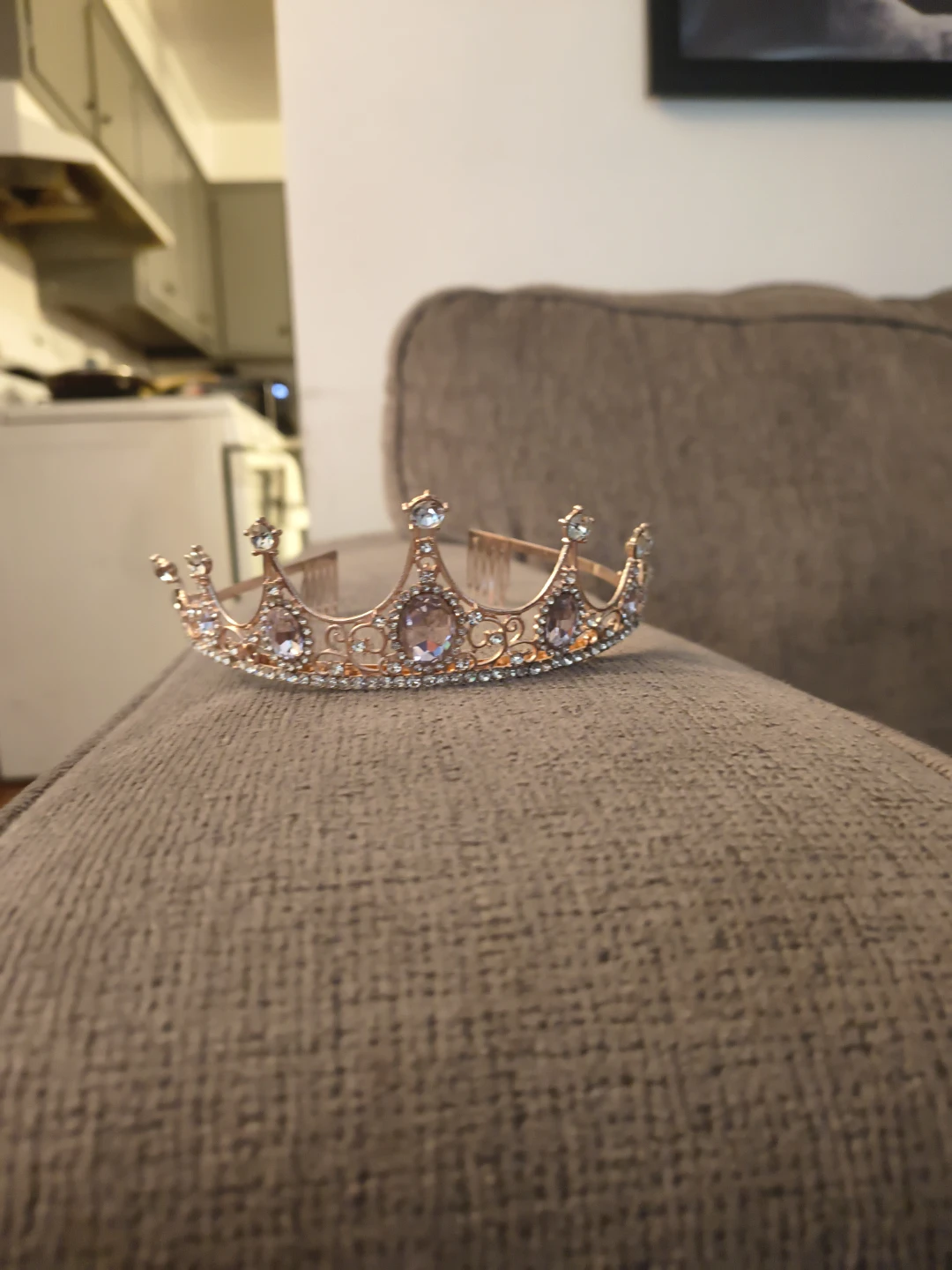 Rose Gold Rhinestone Tiara Crown girls )