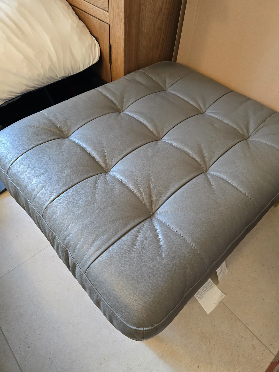 ASAP! Grey Leather Ottoman - photo 2