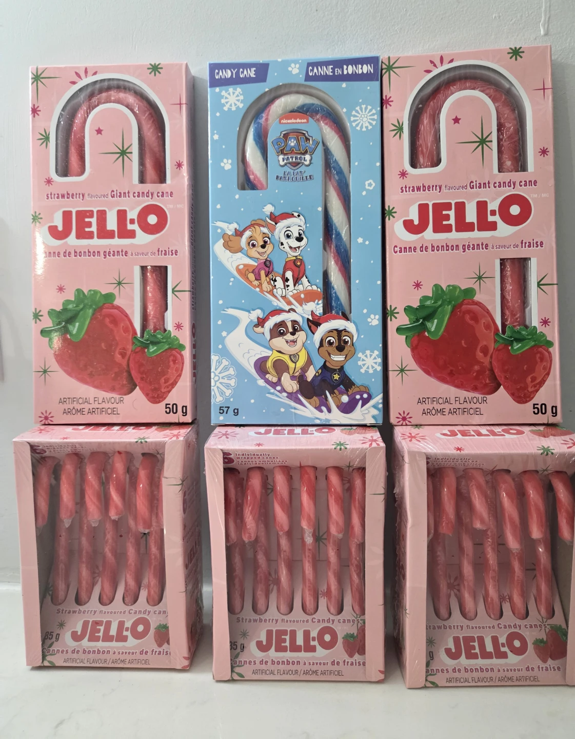 Jell-O Strawberry & Paw Patrol Candy Canes