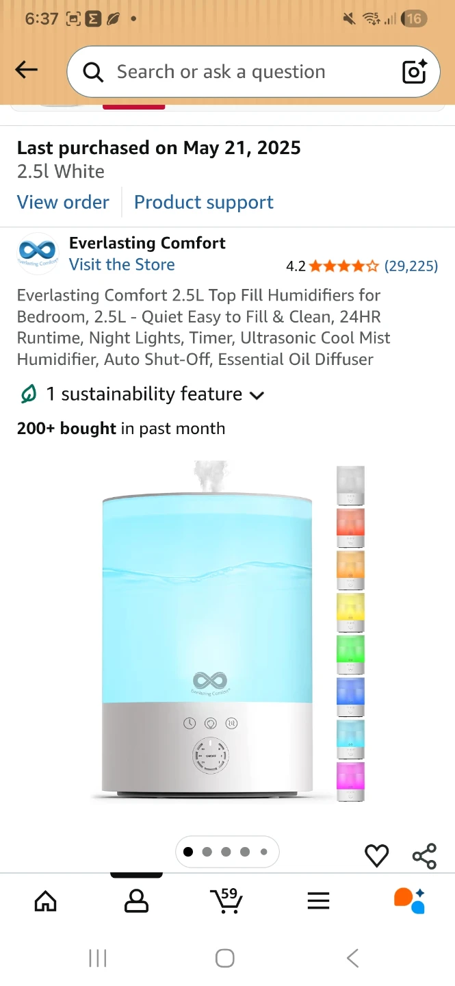 Everlasting Comfort 2.5L Top Fill Humidifier