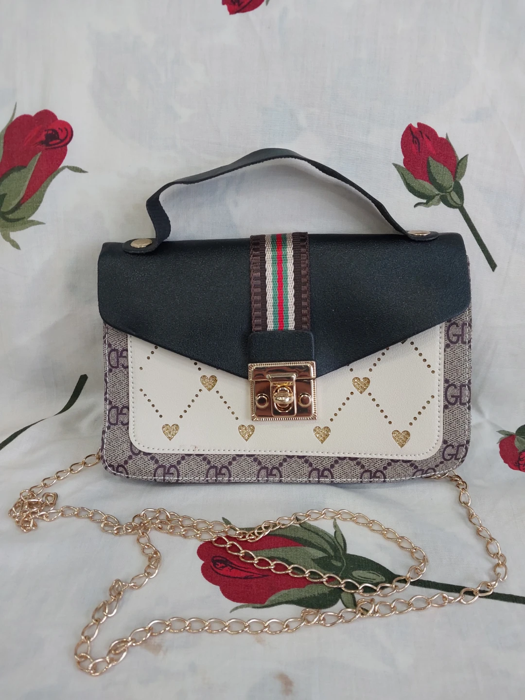 Stylish Black & Beige Shoulder Bag