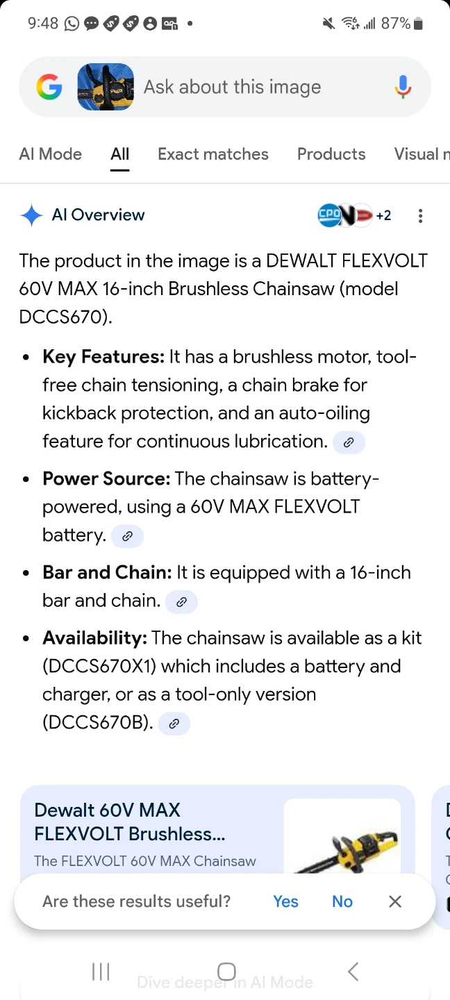DeWalt FLEXVOLT 60V MAX 16-inch Brushless Chainsaw