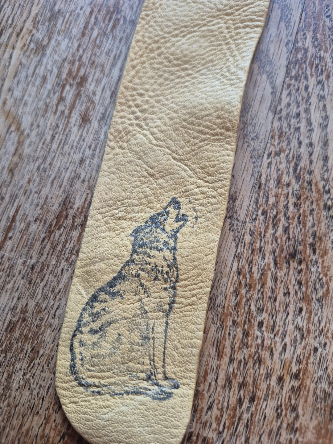 Handmade Leather Bookmark with Wolf Design