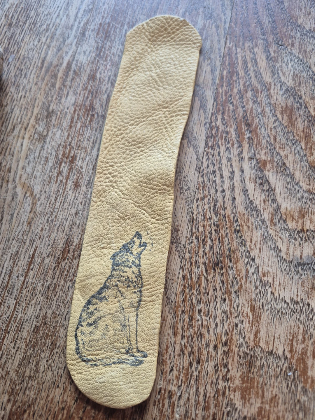 Handmade Leather Bookmark with Wolf Design - photo 2