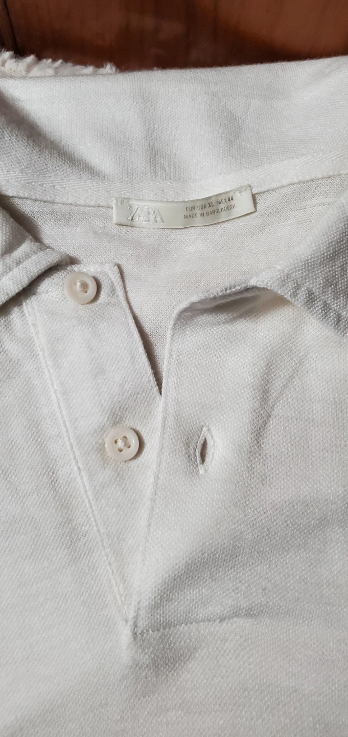 Zara Long Sleeve Polo Shirt - White - Size XL - photo 2