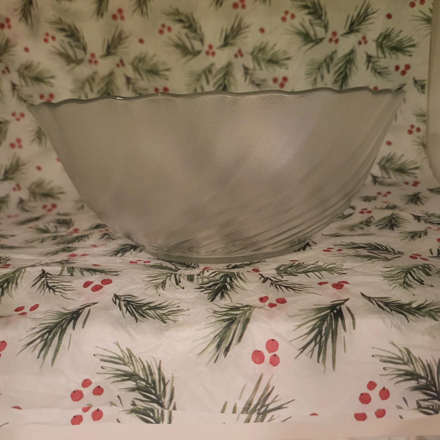 Large Frosted Glass Serving Bowl
