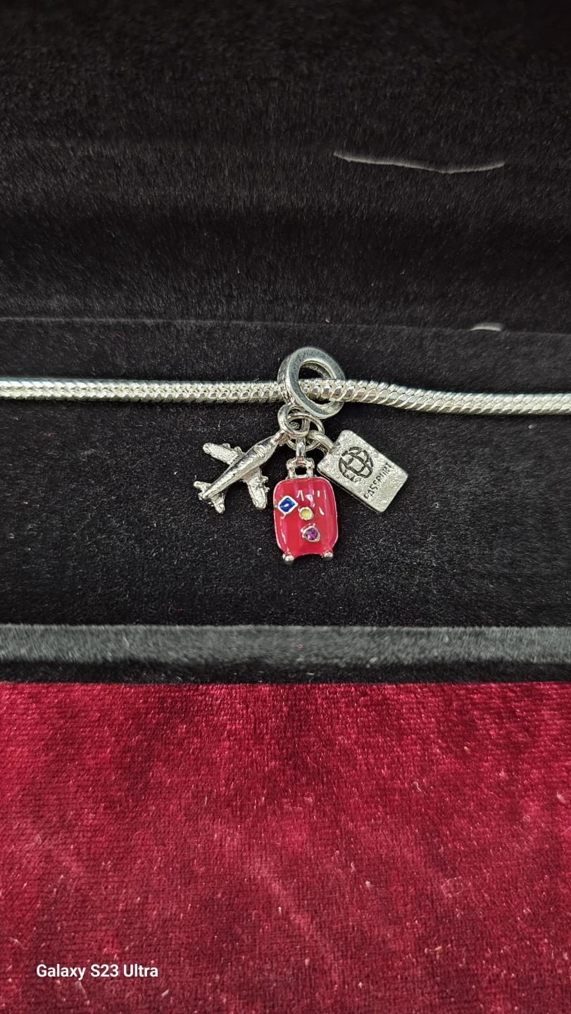 925 sterling silver bracelet with three charms - photo 3