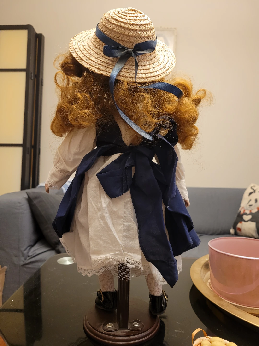 Porcelain Doll with Straw Hat - photo 2