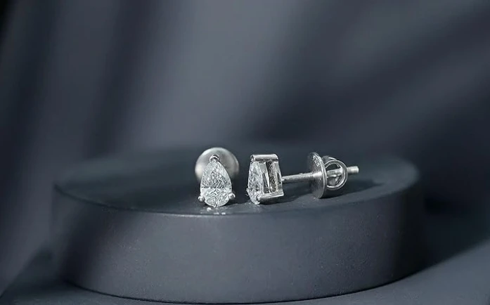 Moissanite Pear Earrings, 4x6mm, 1ct - photo 2