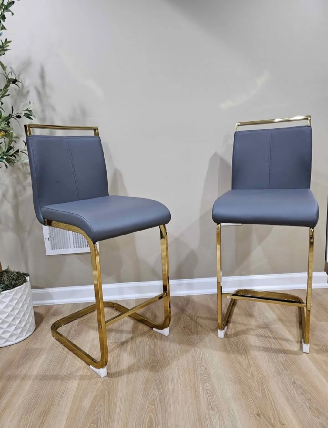 Gray & Gold Bar Stools - Set of 2 - photo 5