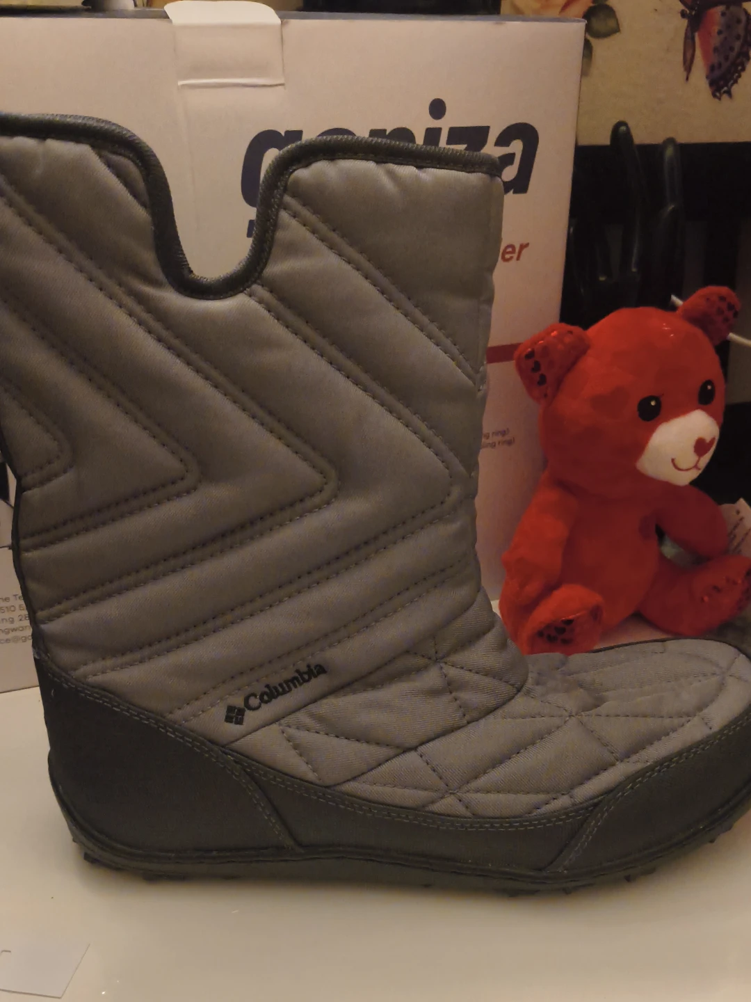 Columbia Gray Quilted Winter Boots