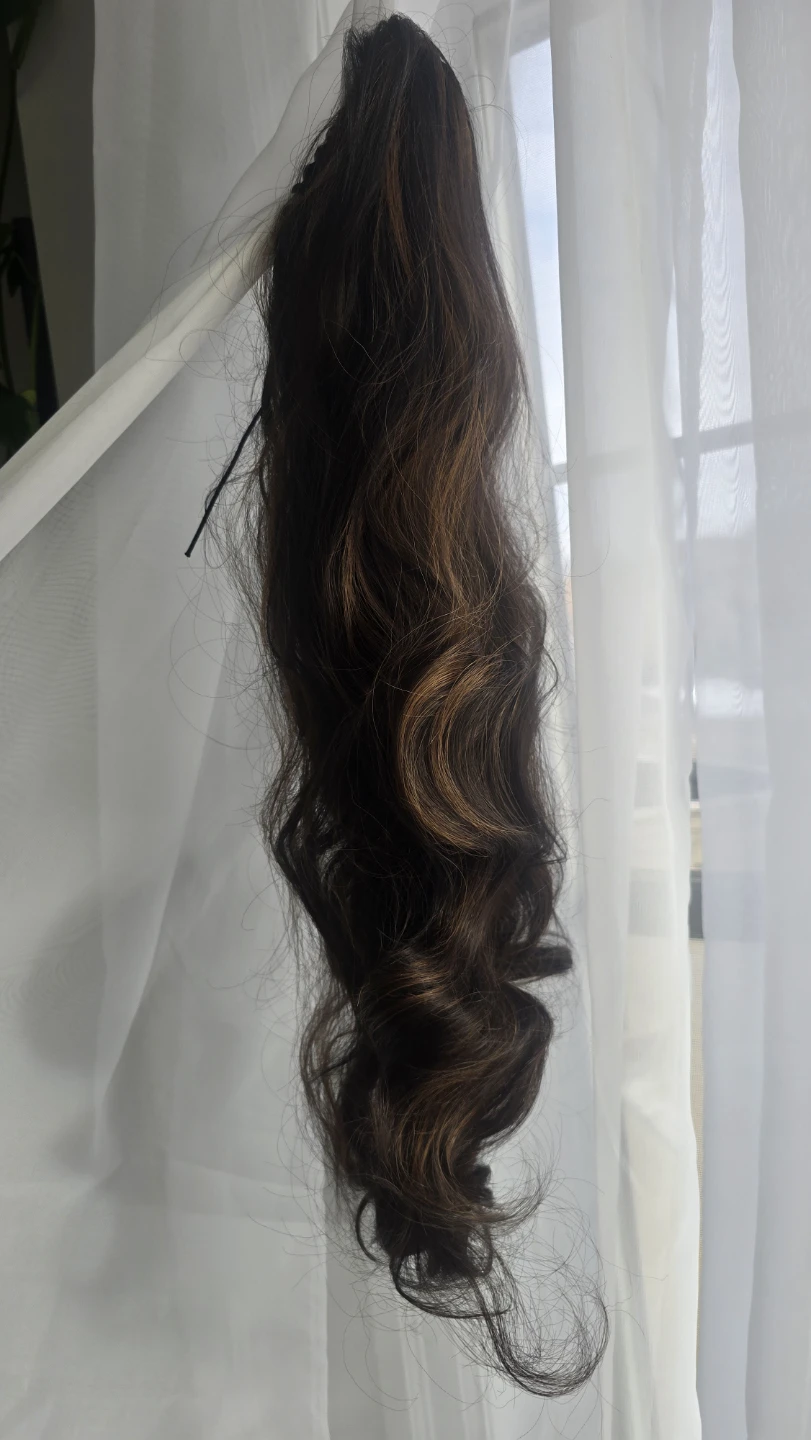 Brown Highlighted Curly Hair pony tail - photo 2