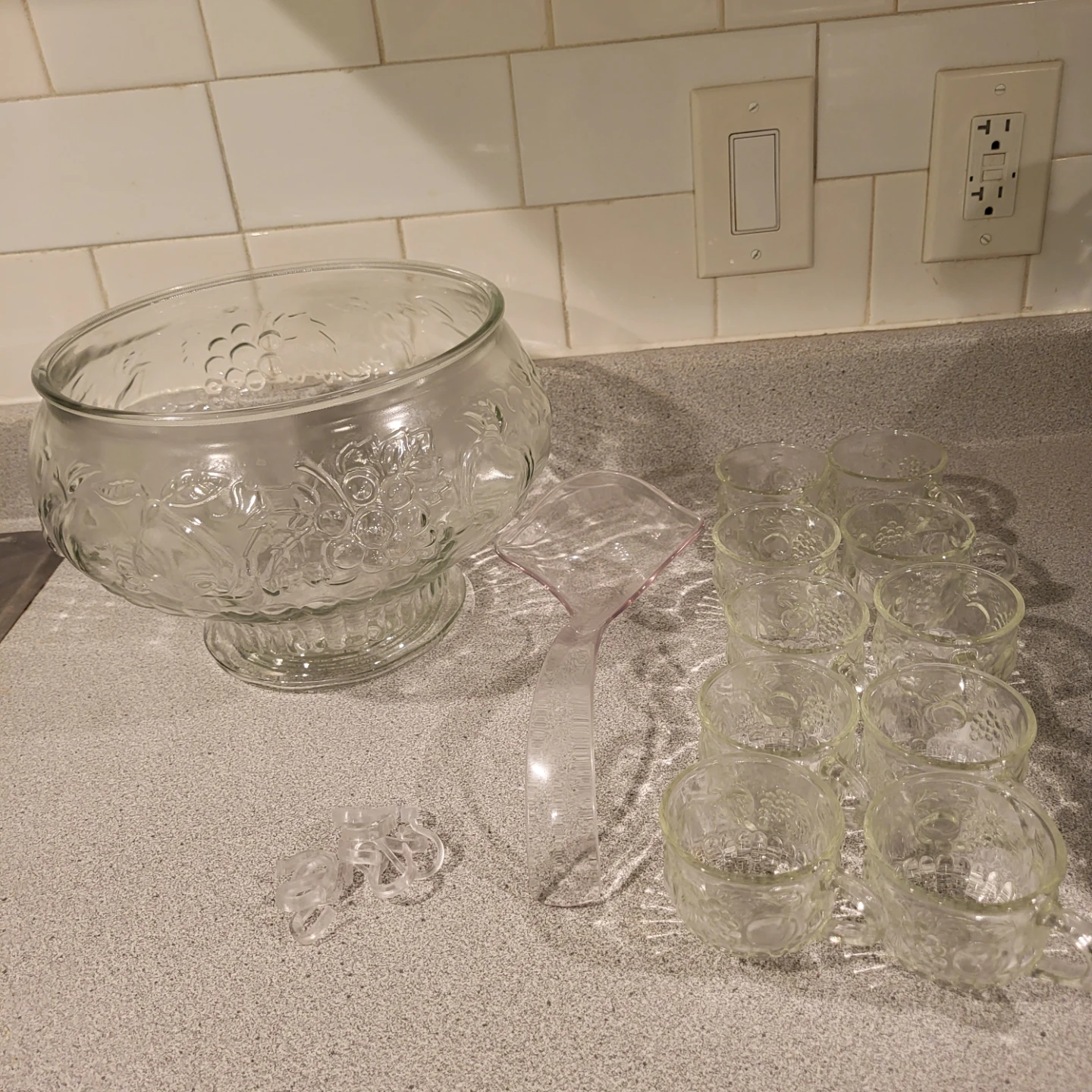 Vintage Glass Punch Bowl Set