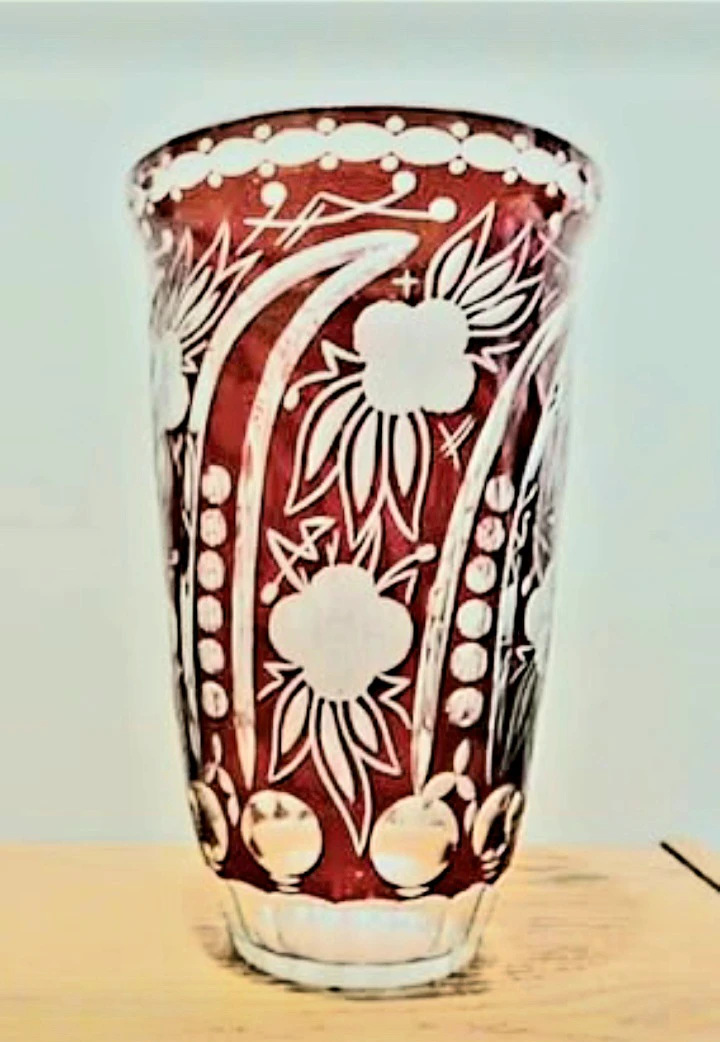 Unique Egermann Bohemian Intricate Hand Cut Crystal Vase