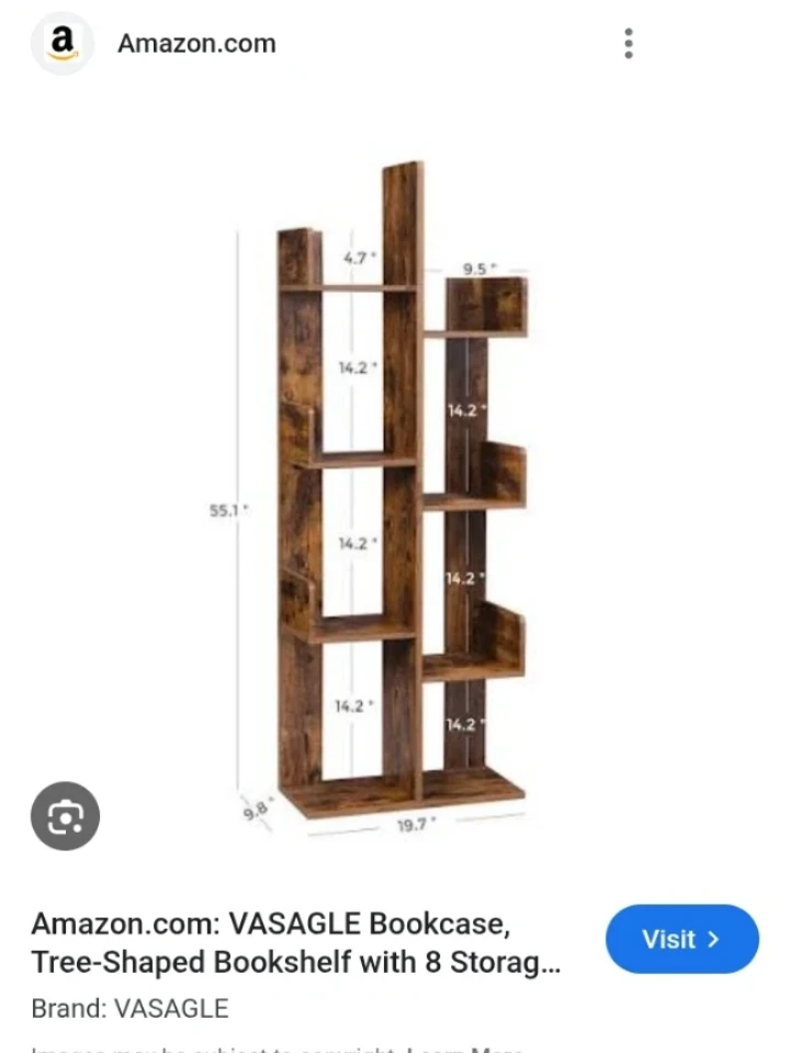 VASAGLE Tree-Shaped Bookcase Rustic Brown - photo 5
