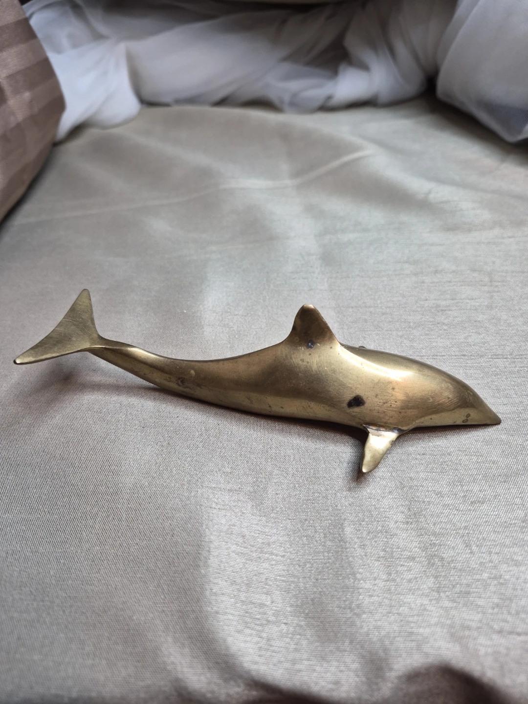 5 1/2" Vintage Solid Brass Dolphin Figurine
