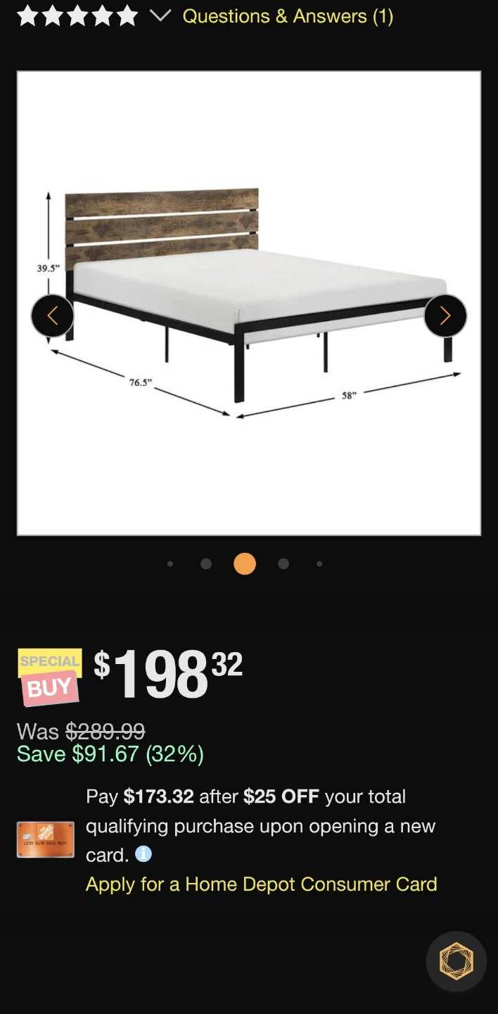 Lazzara Basseri Black Metal Full Platform Bed - NEW - photo 2