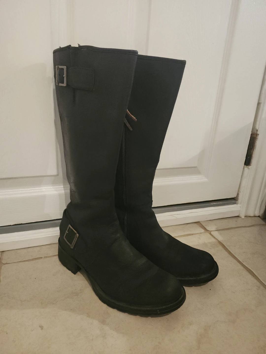 Timberland Black Genuine Leather Knee-High Boots