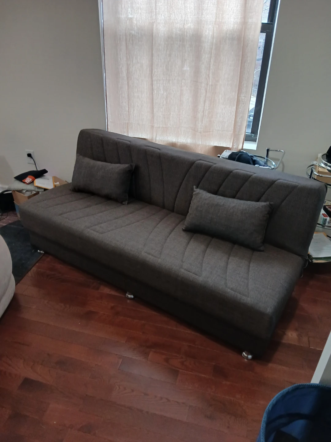 Convertible Sofa Bed with Pillows - Brown - photo 2