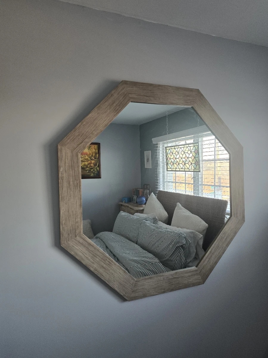 Octagon Wood Frame Mirror
