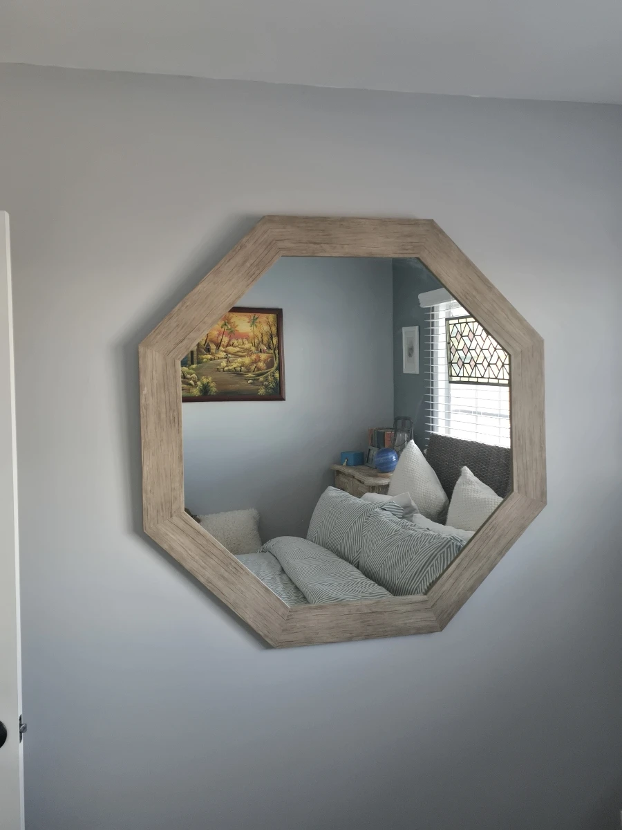 Octagon Wood Frame Mirror - photo 3