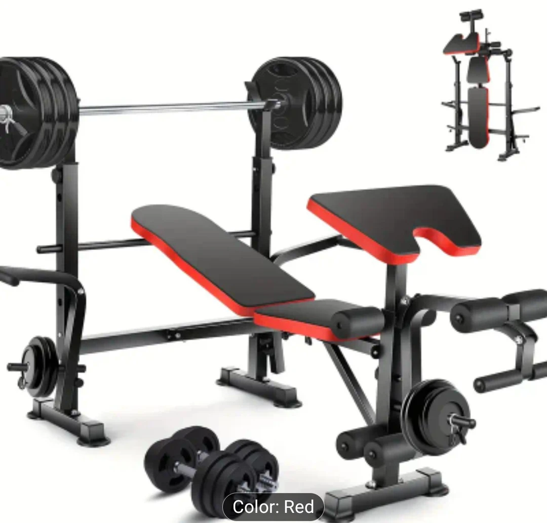 PAPABABE Weight Bench & Bumper Plates