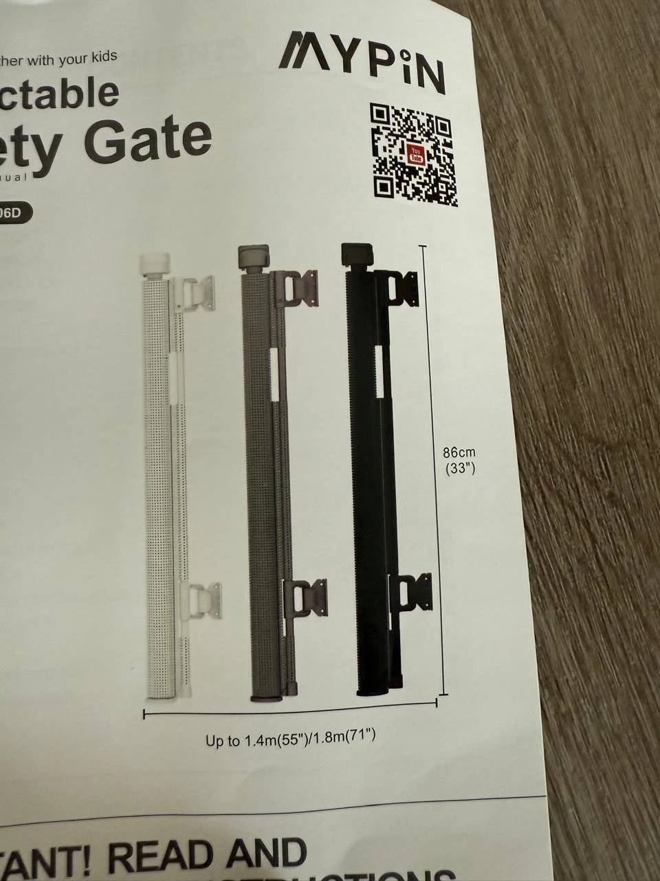 MYPIN Retractable Safety Gate - Gray - photo 2