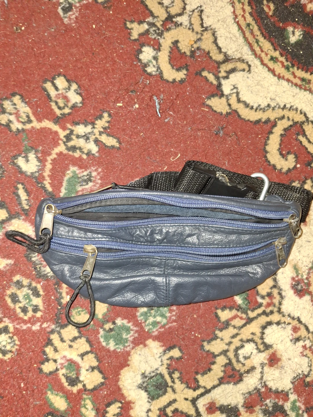 Blue Leather Fanny Pack
