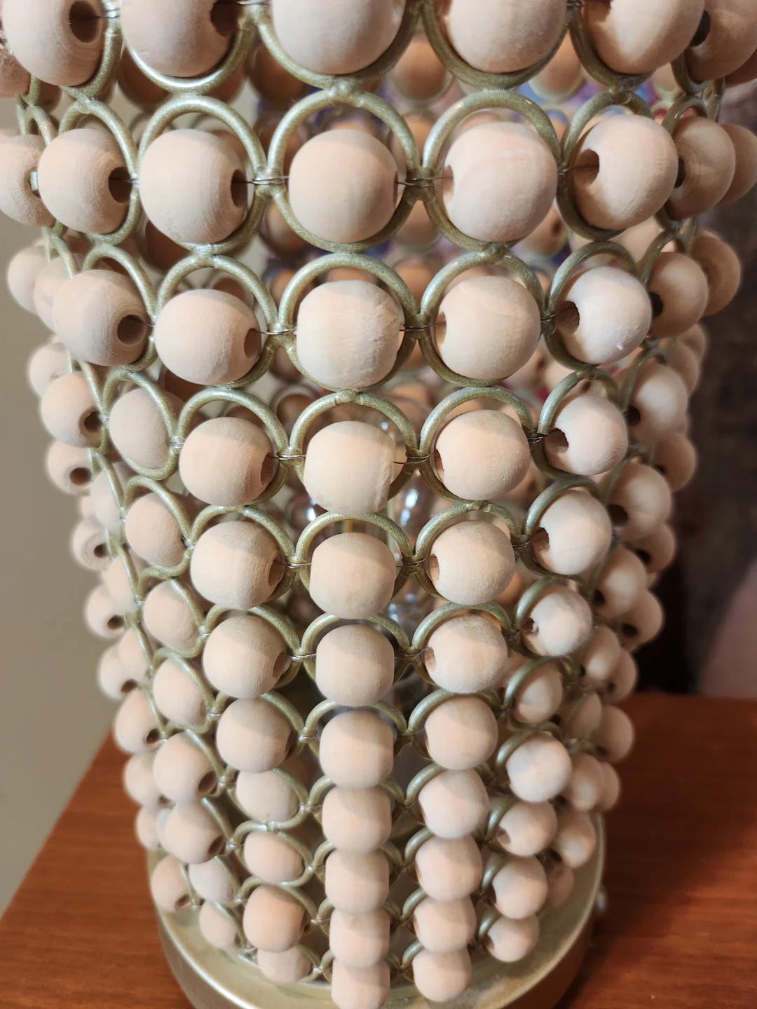 Decorative Wood Bead Table Lamp - photo 3