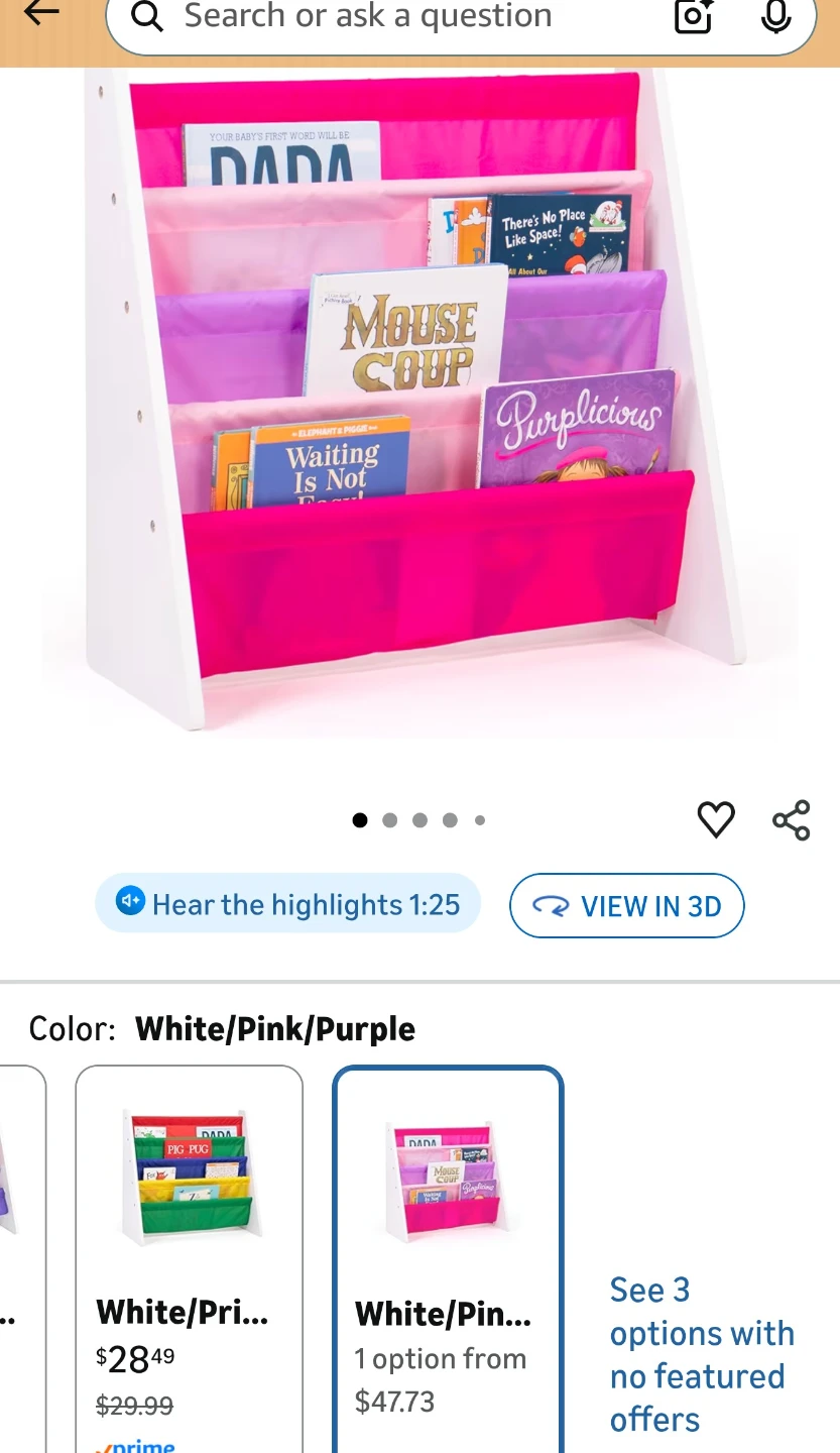 White/Pink/Purple Sling Bookshelf - photo 4
