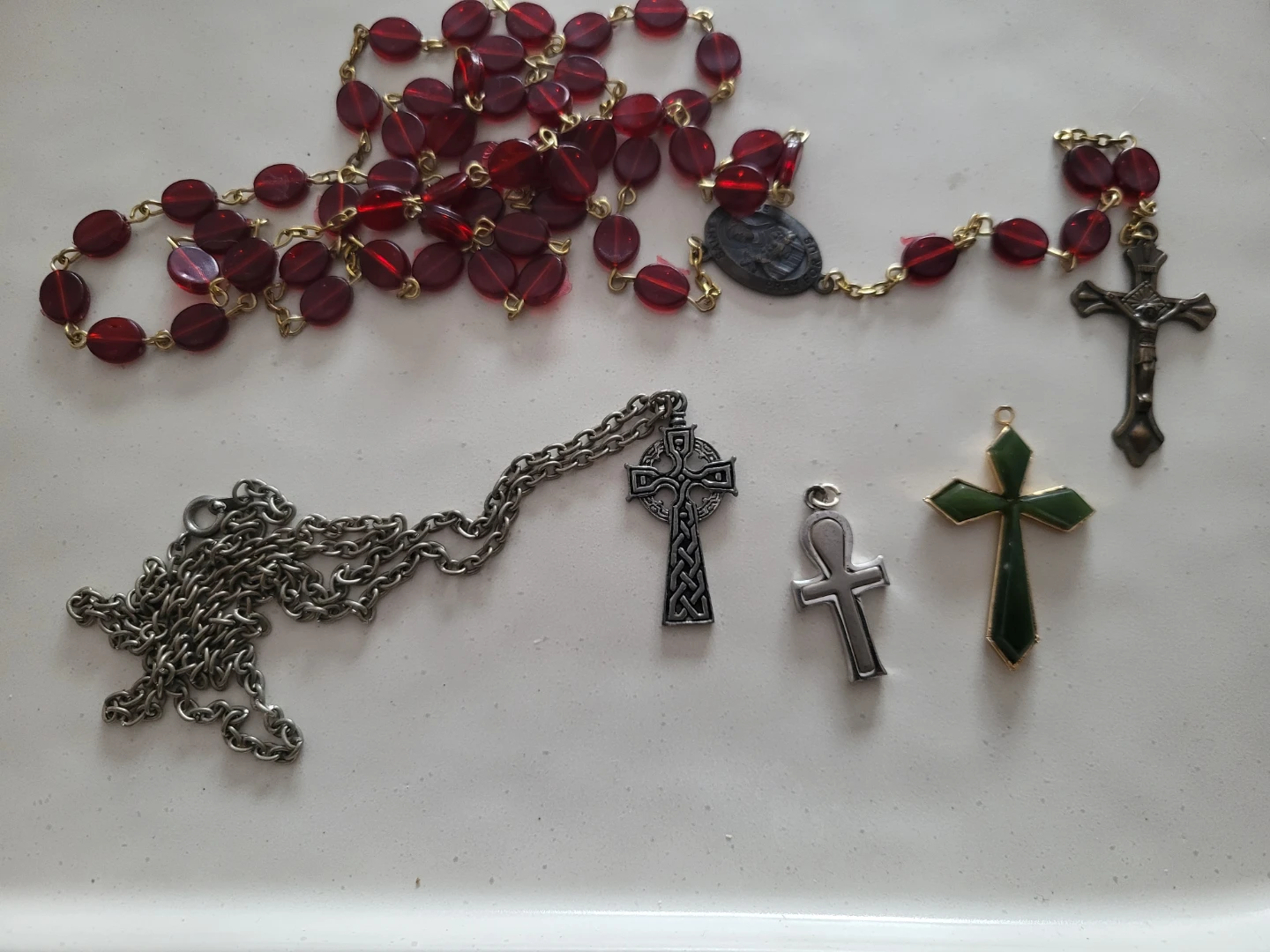 Assorted Cross Pendants & Rosary Set of 4