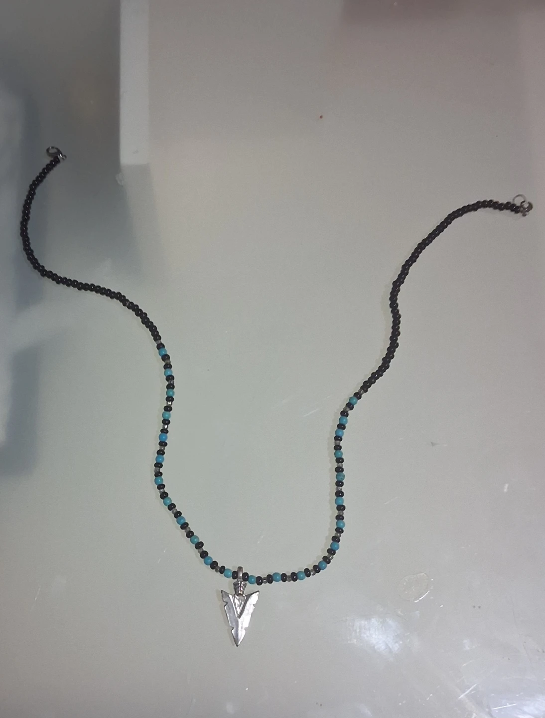Beaded Necklace with Arrowhead Pendant