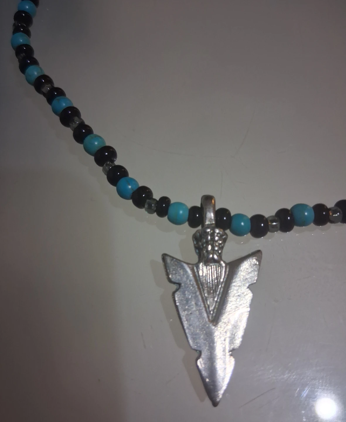 Beaded Necklace with Arrowhead Pendant - photo 3