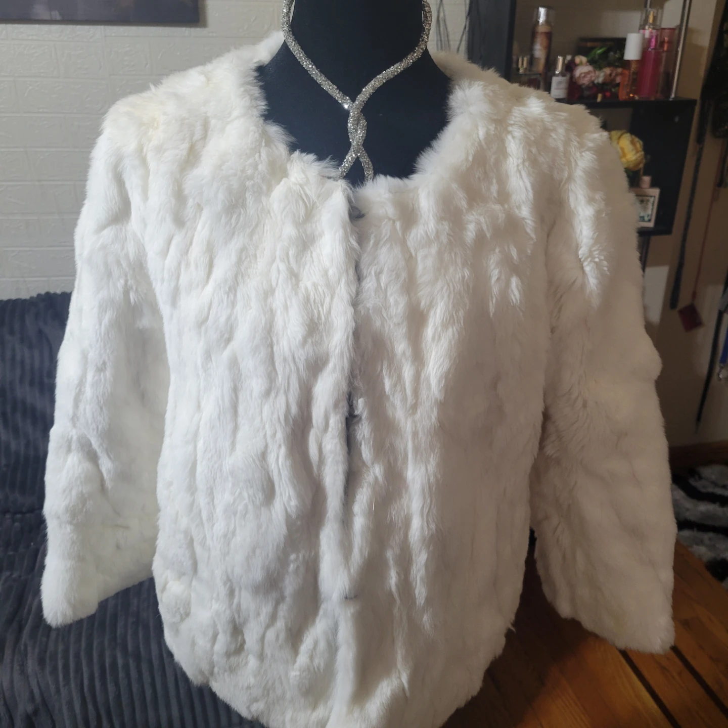 White rubit Fur Jacket