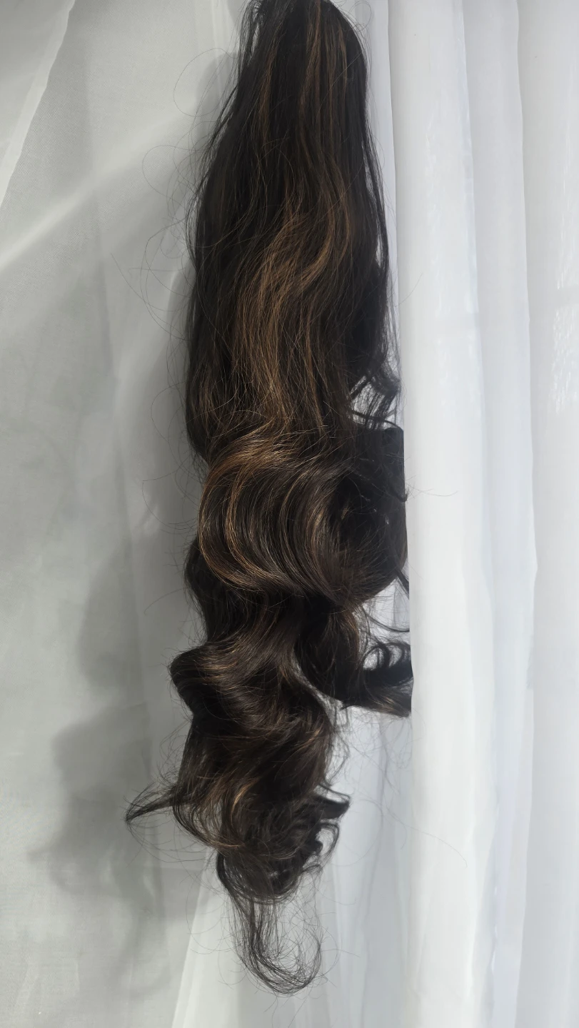 Brown Highlighted Curly Hair pony tail - photo 3