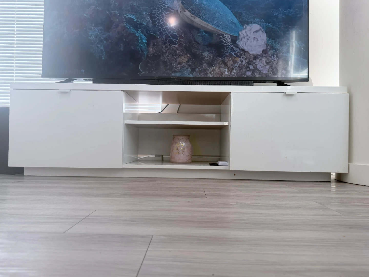 White Media Console with Storage