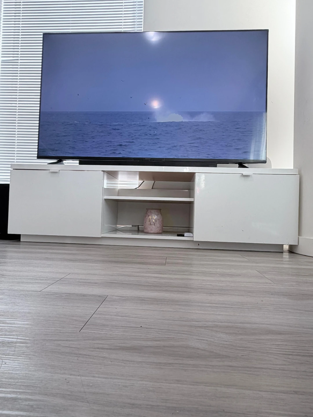 White Media Console with Storage - photo 3