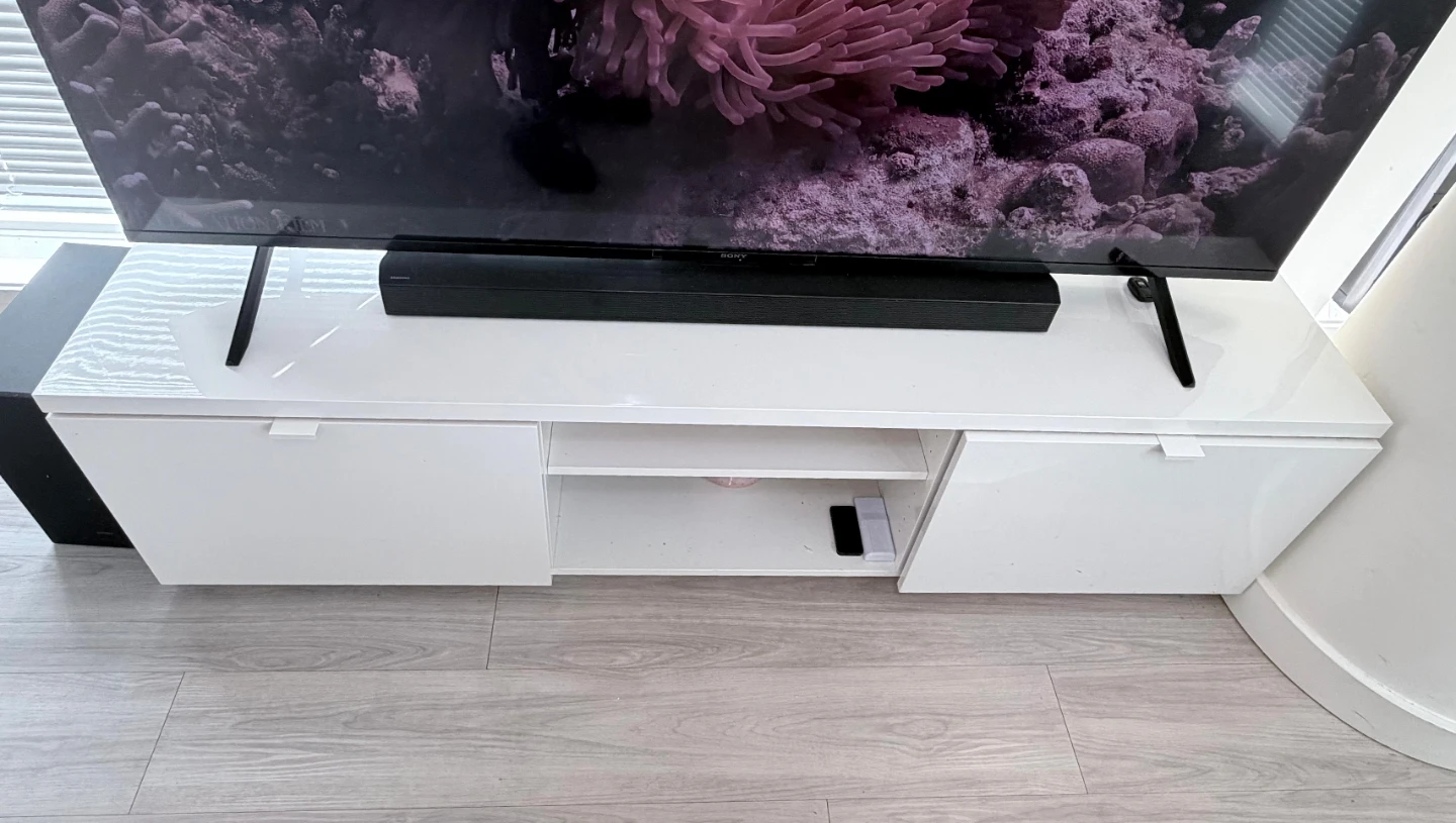 White Media Console with Storage - photo 4