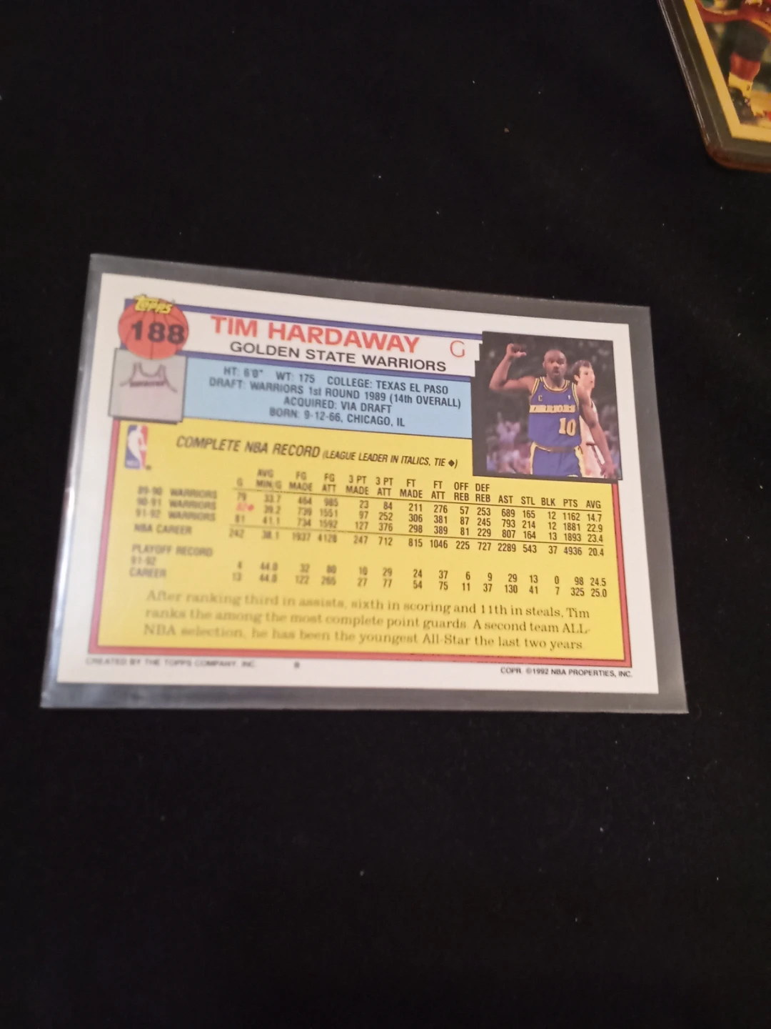 Tim Hardaway 1992 Topps Basketball Card - photo 3