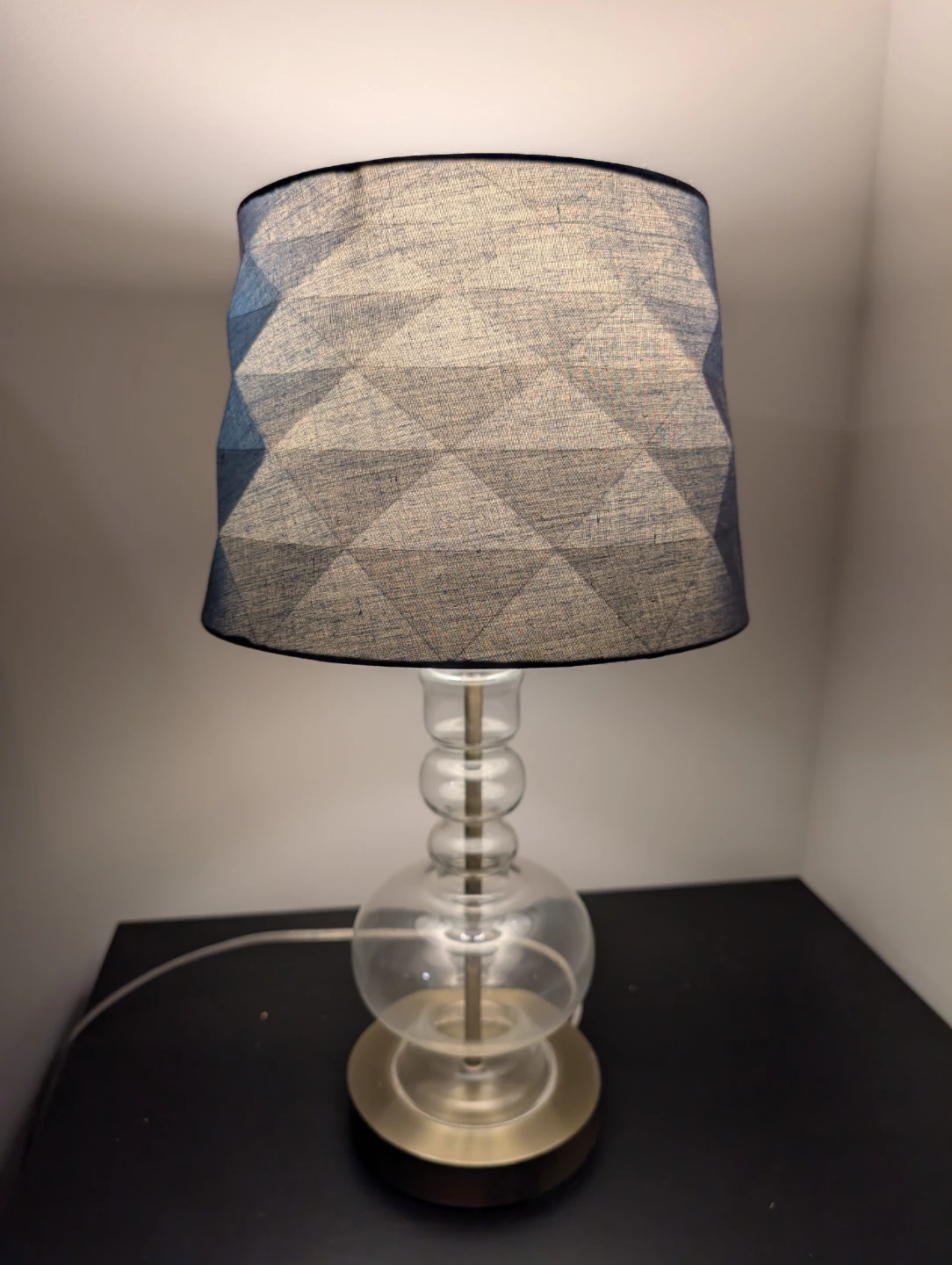Glass Table Lamp with Blue Shade - photo 2