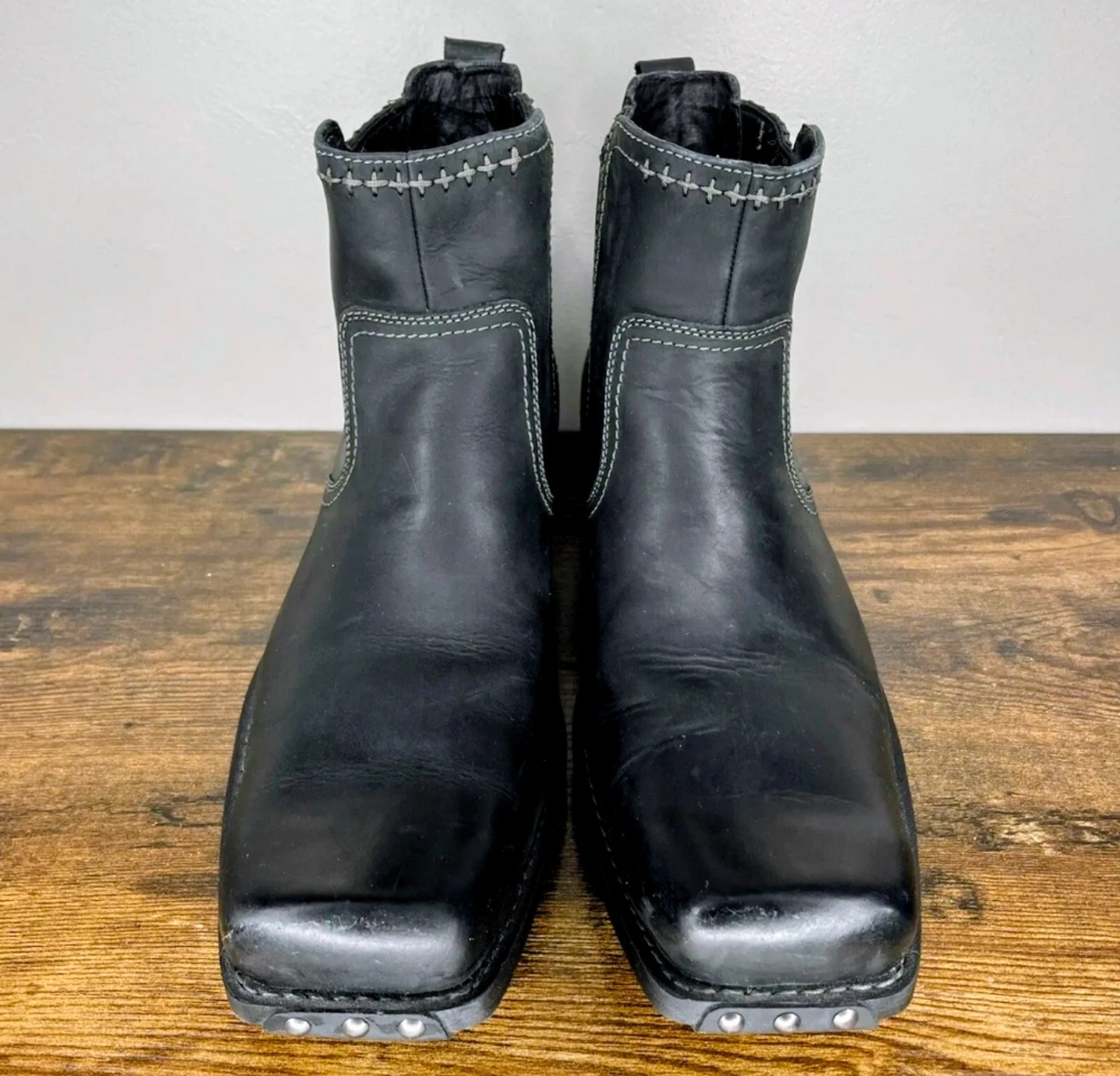 Mark Nason Black Leather Ankle Boots Size 9.5