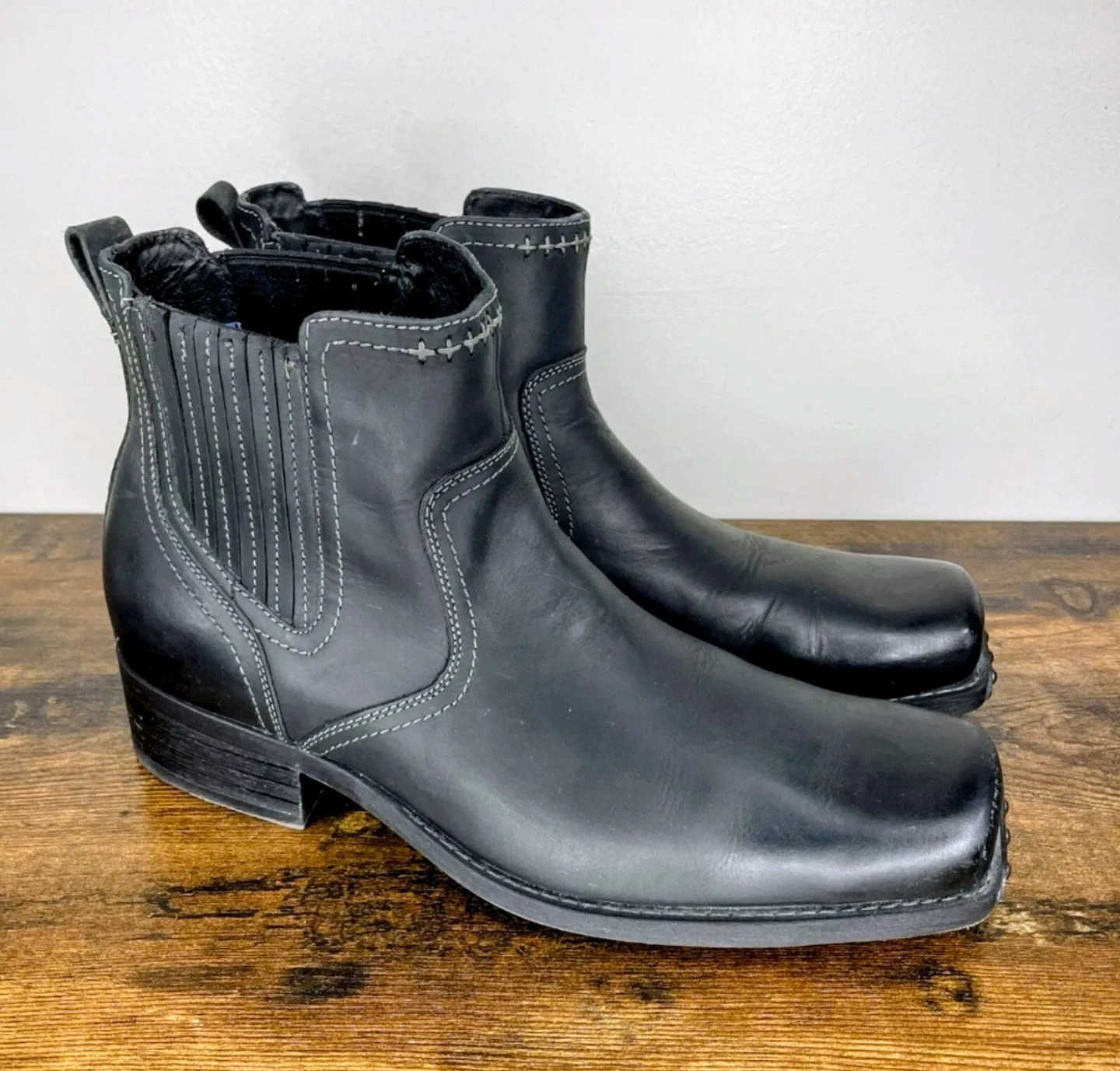 Mark Nason Black Leather Ankle Boots Size 9.5 - photo 2