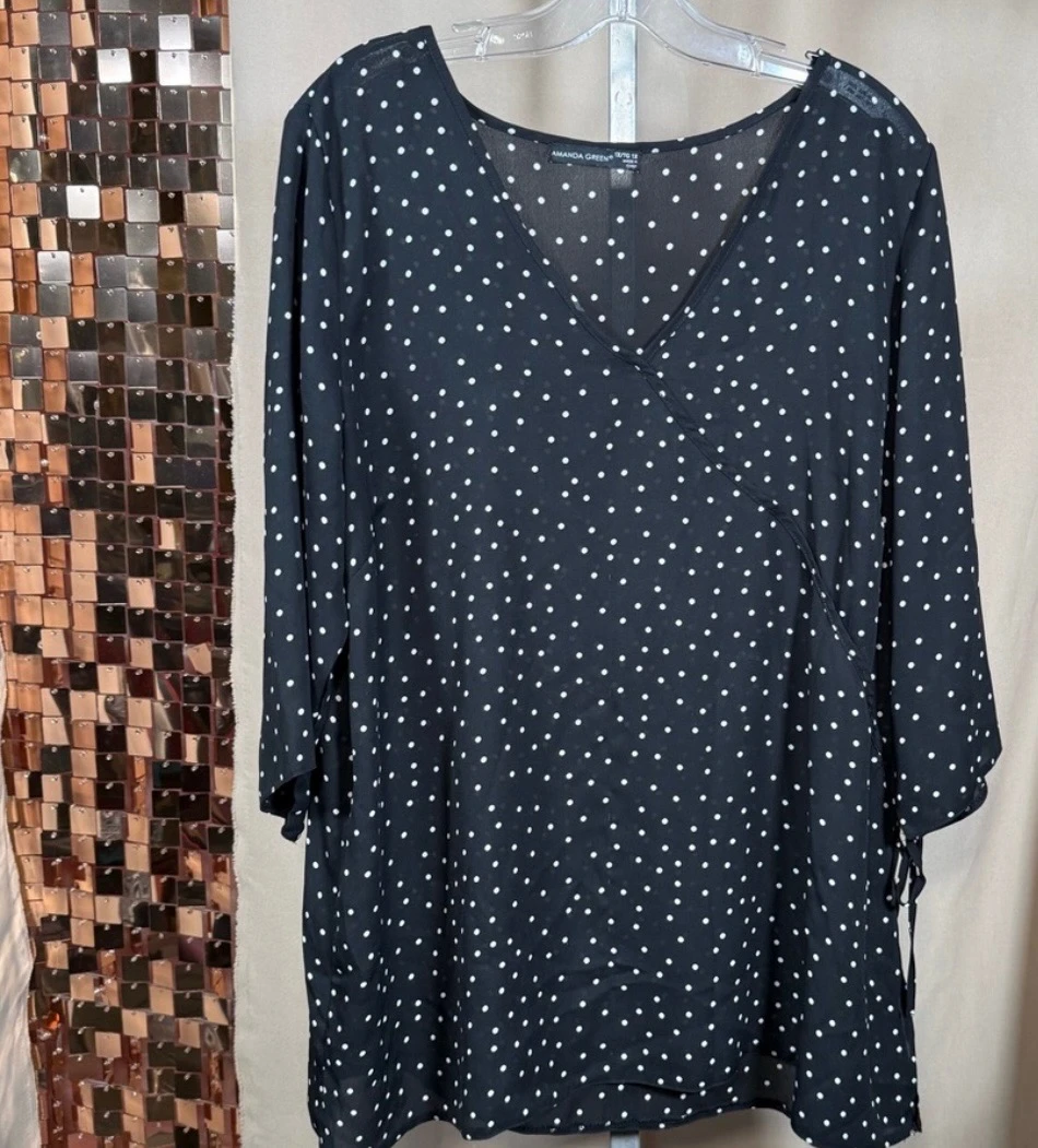 Amanda Green Polka Dot Blouse - Size 1X - photo 2