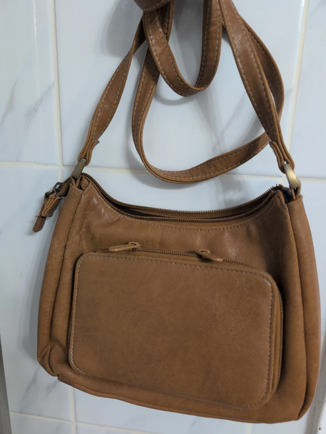 The Stone Collection Brown Leather Shoulder Bag - photo 3