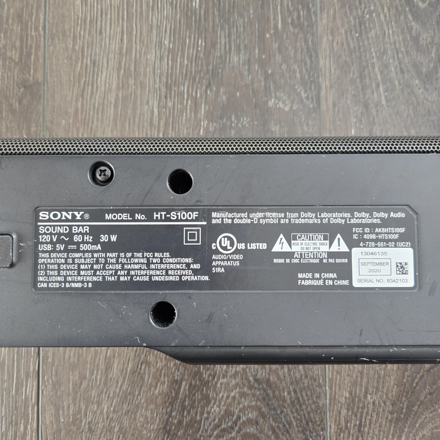 Sony HT-S100F Soundbar with Remote - photo 2