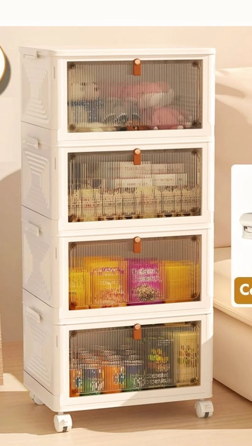 4-Tier Folding Storage Cabinet with Wheels - photo 2