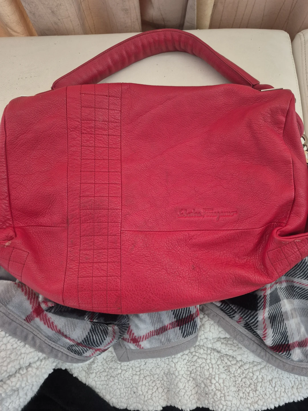 Salvatore Ferragamo Red Leather Shoulder Bag