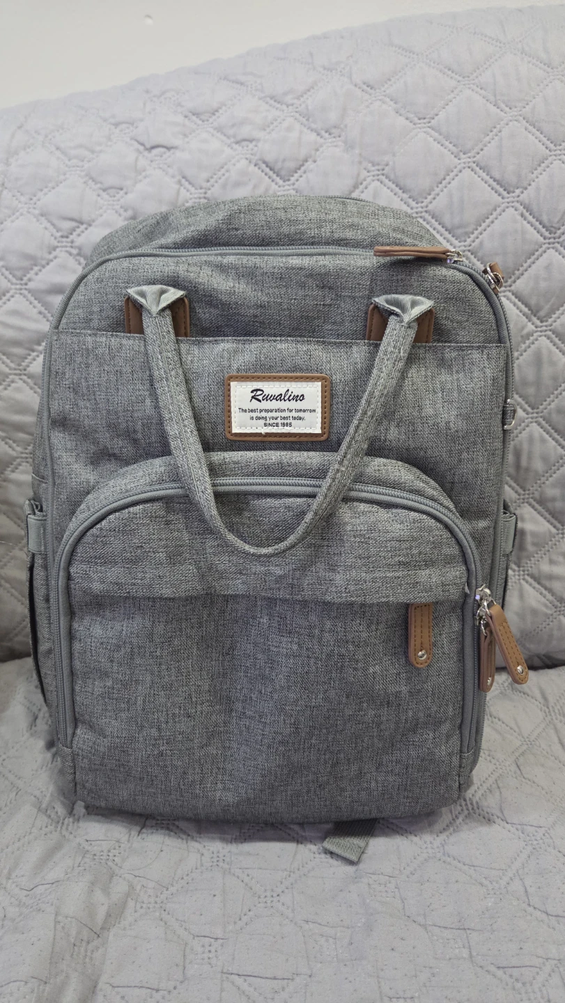 Ruvalino Grey Diaper Bag Backpack